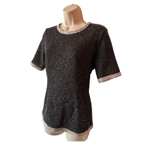 CAbi Gray Coco Boucle Short Sleeve Sweater Top Size M - Picture 4 of 9